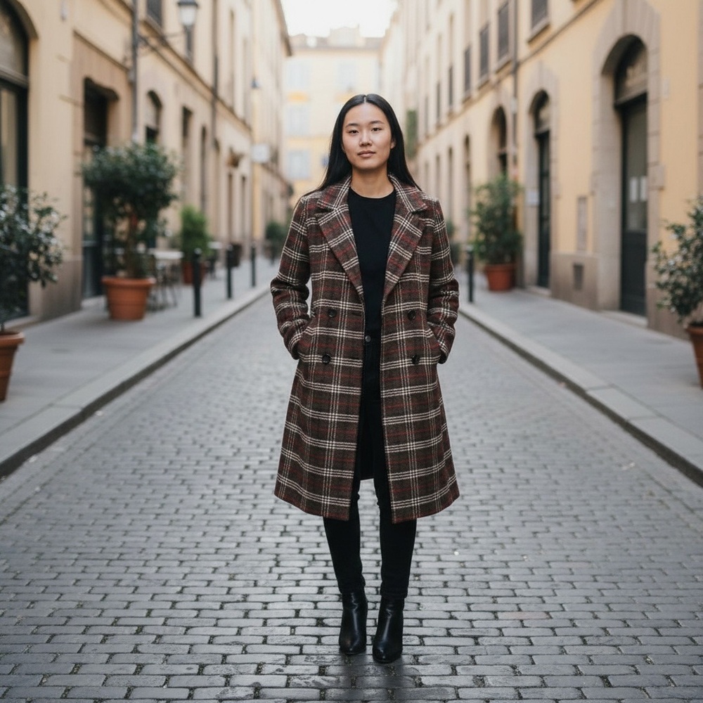 Urban Republic Plaid‎ Coat Dress Double Breasted Preppy Academia Size M